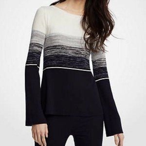 Ann Taylor Striped Boatneck Sweater Flare Sleeve 454219